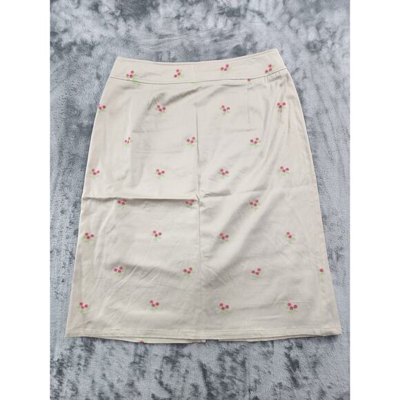 Vintage 90s Pendleton Pencil Skirt Size 8 Khaki Pink Embroidered Dainty Flowers - Picture 1 of 10